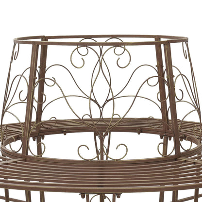vidaXL Tree Bench 8-Seater Ø 160 x 89 cm Steel Antique Brown Round