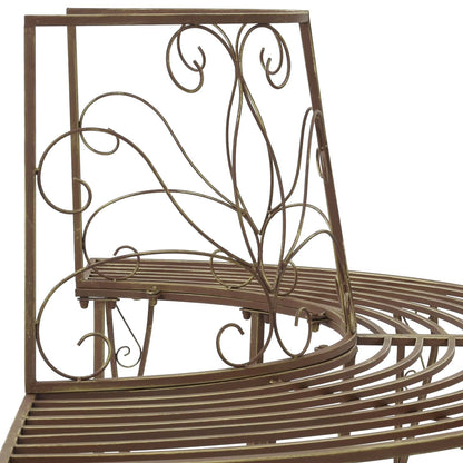 vidaXL Tree Bench 4-Seater 160 x 80 x 89 cm Steel Antique Brown