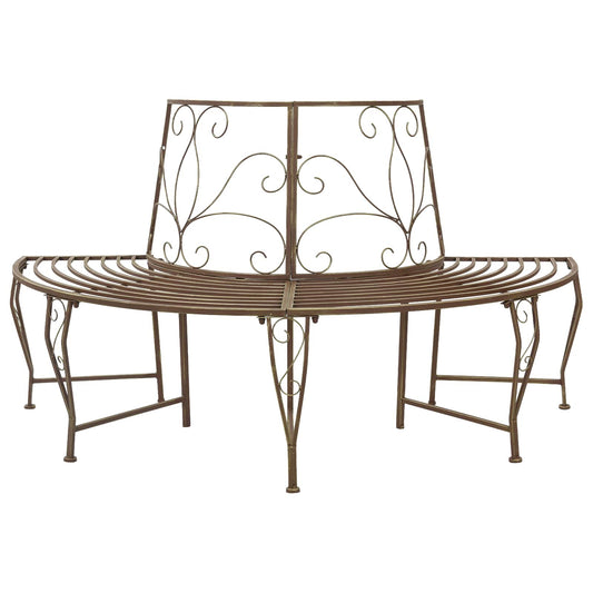 vidaXL Tree Bench 4-Seater 160 x 80 x 89 cm Steel Antique Brown