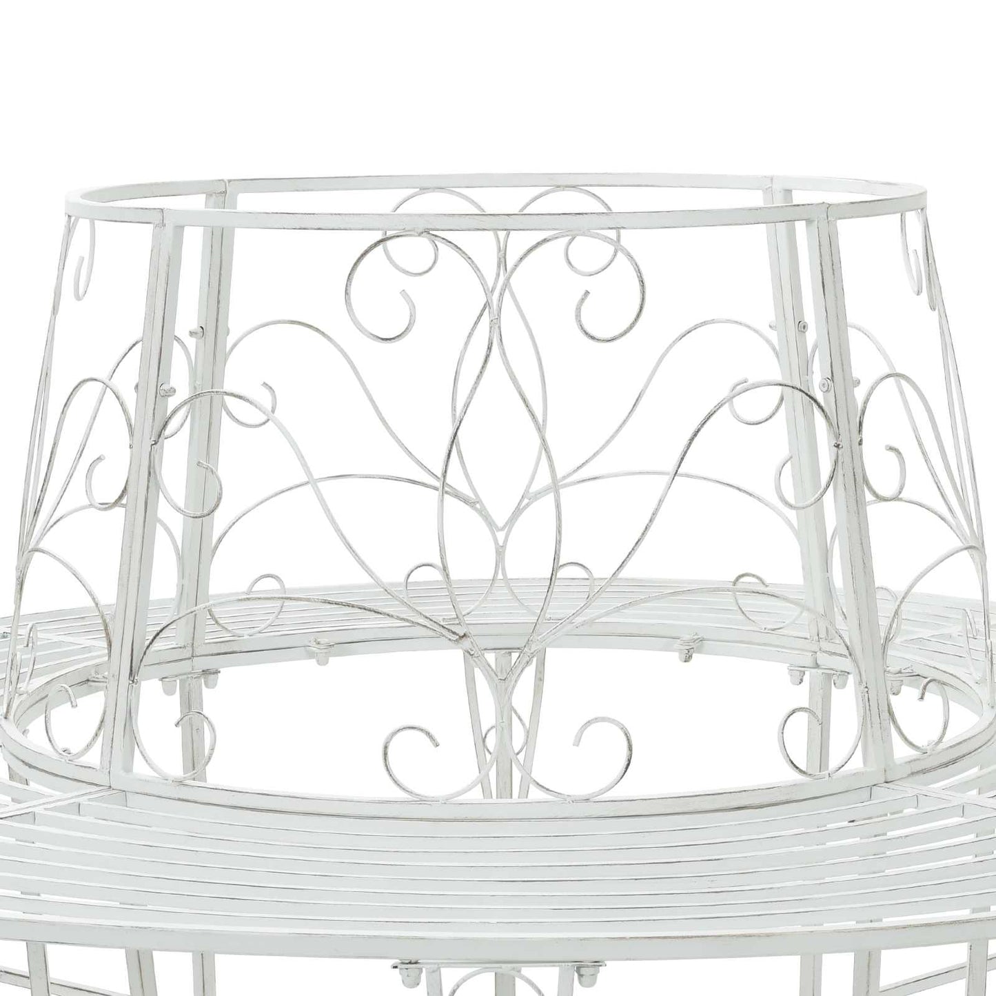 vidaXL Tree Bench 8-Seater Ø 160 x 89 cm Steel Antique White Round