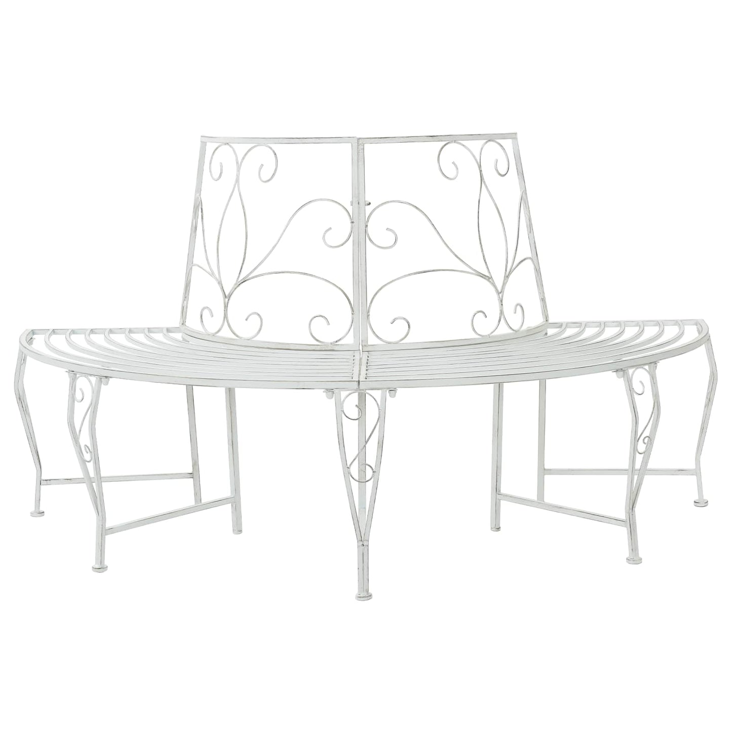 vidaXL Tree Bench 4-Seater 160 x 80 x 89 cm Steel Antique White