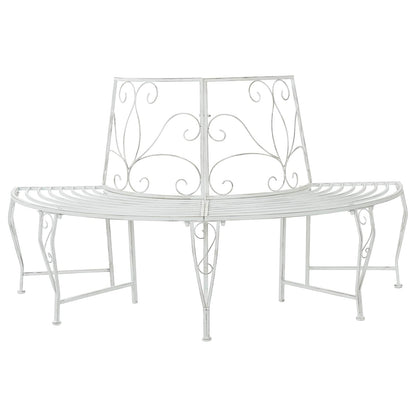 vidaXL Tree Bench 4-Seater 160 x 80 x 89 cm Steel Antique White