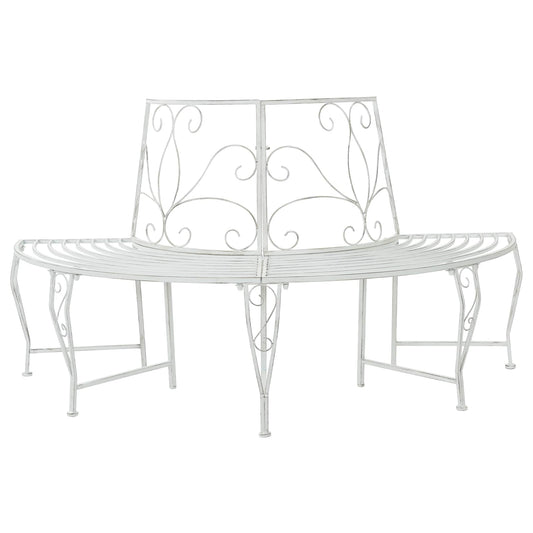 vidaXL Tree Bench 4-Seater 160 x 80 x 89 cm Steel Antique White