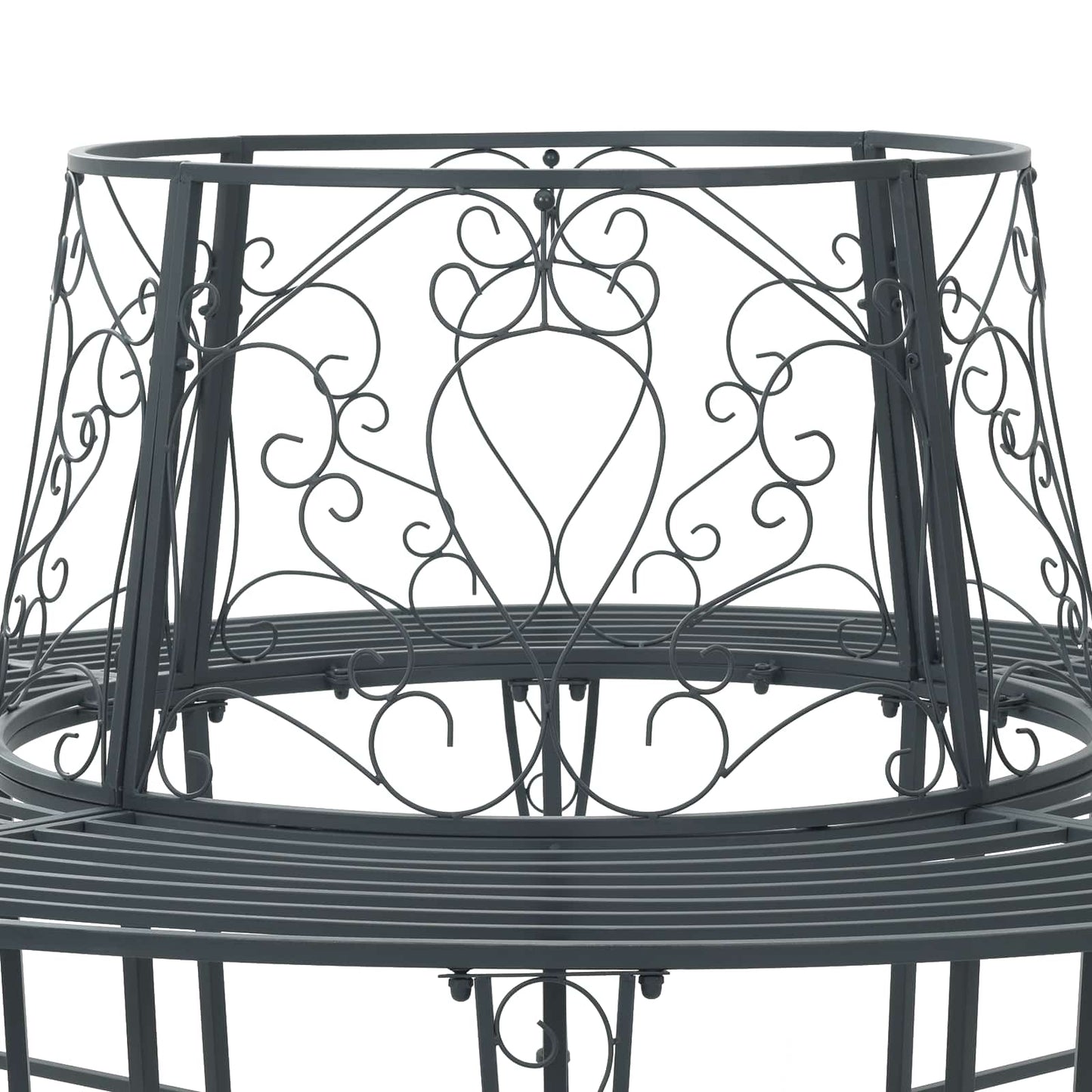 vidaXL Tree Bench 8-Seater Ø 160 x 89 cm Steel Silver Grey Round