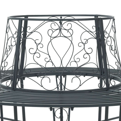 vidaXL Tree Bench 8-Seater Ø 160 x 89 cm Steel Silver Grey Round