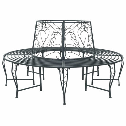 vidaXL Tree Bench 8-Seater Ø 160 x 89 cm Steel Silver Grey Round