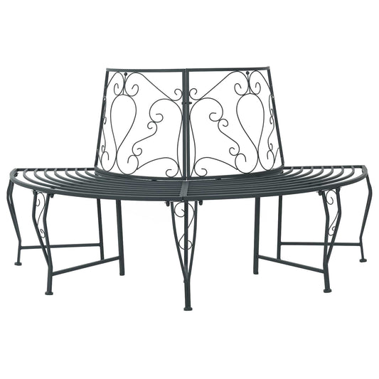 vidaXL Tree Bench 4-Seater 160 x 80 x 89 cm Steel Silver Grey