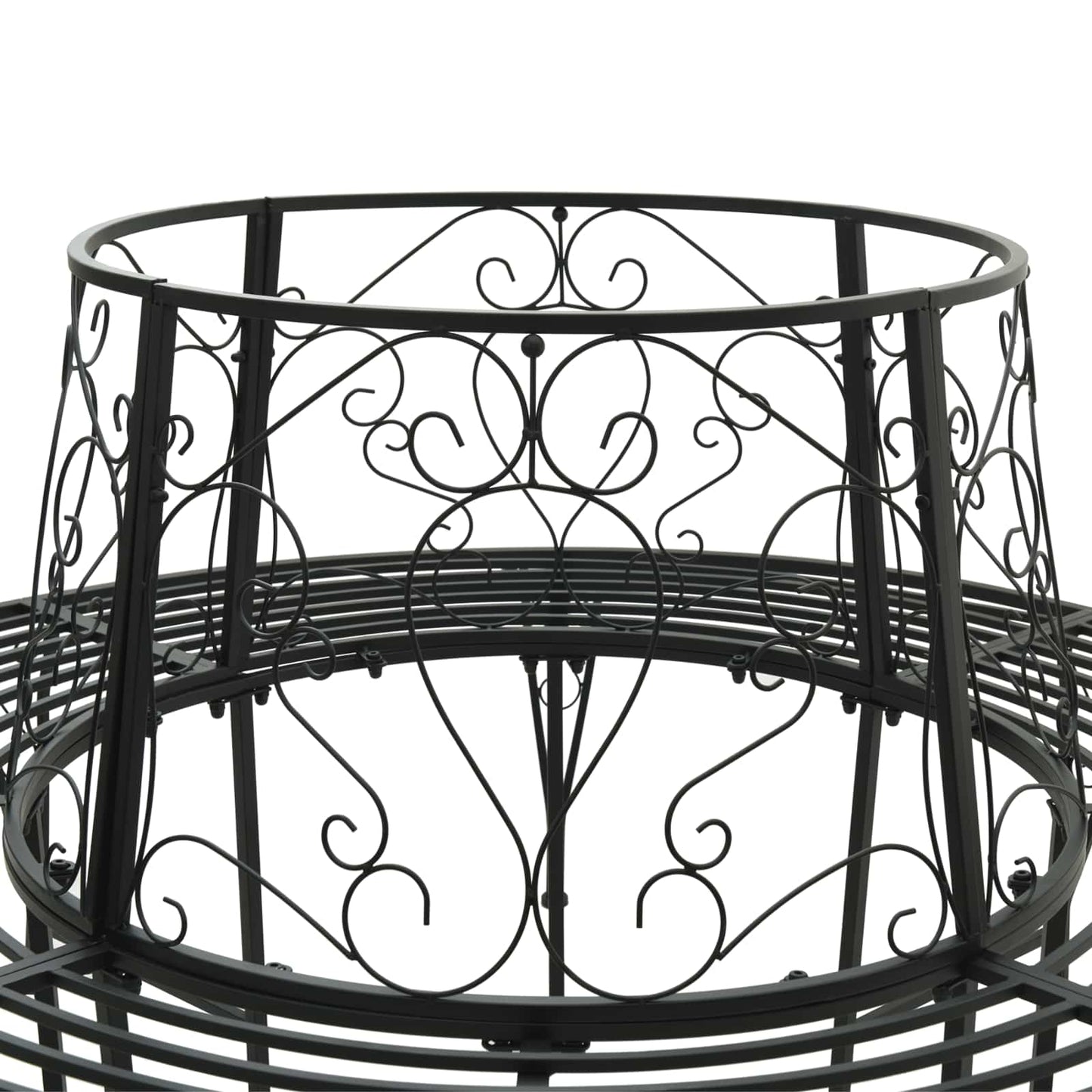 vidaXL Tree Bench 8-Seater Ø 160 x 89 cm Steel Black Round