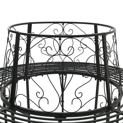 vidaXL Tree Bench 8-Seater Ø 160 x 89 cm Steel Black Round
