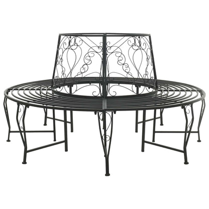 vidaXL Tree Bench 8-Seater Ø 160 x 89 cm Steel Black Round