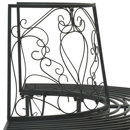 vidaXL Tree Bench 4-Seater 160 x 80 x 89 cm Steel Black Half-round