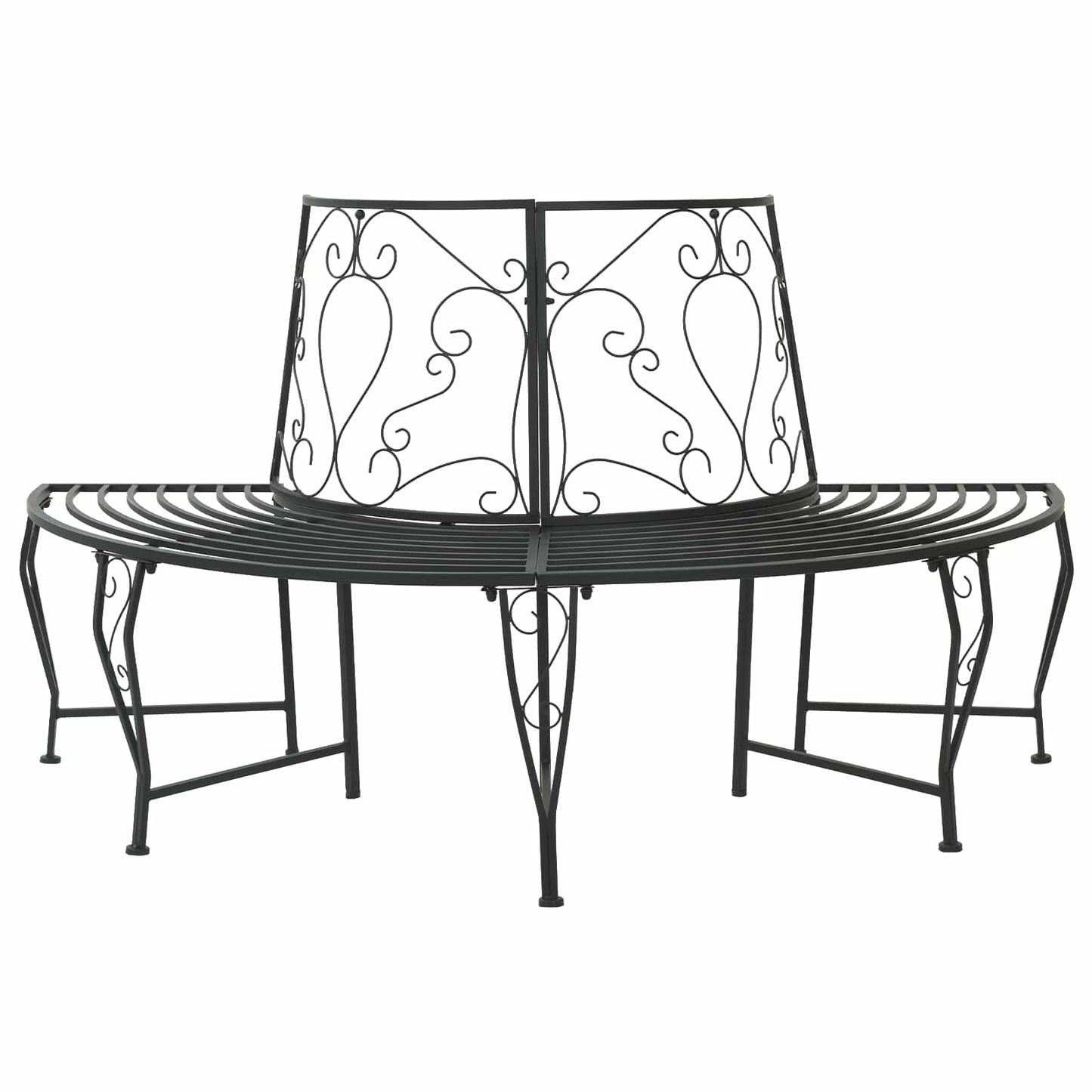 vidaXL Tree Bench 4-Seater 160 x 80 x 89 cm Steel Black Half-round