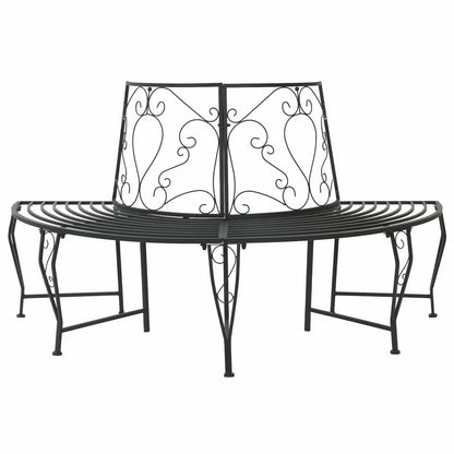 vidaXL Tree Bench 4-Seater 160 x 80 x 89 cm Steel Black Half-round