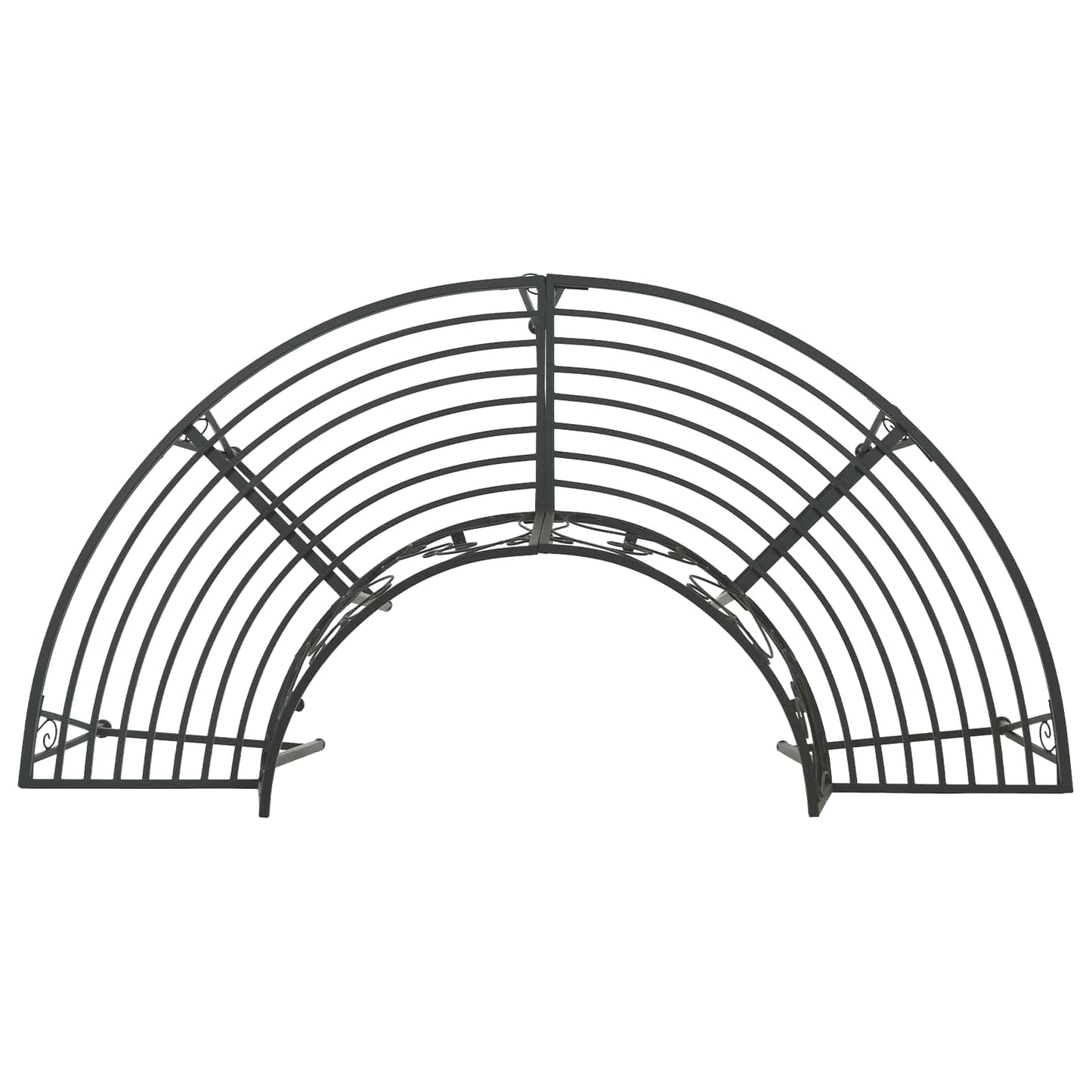 vidaXL Tree Bench 4-Seater 160 x 80 x 89 cm Steel Black Half-round