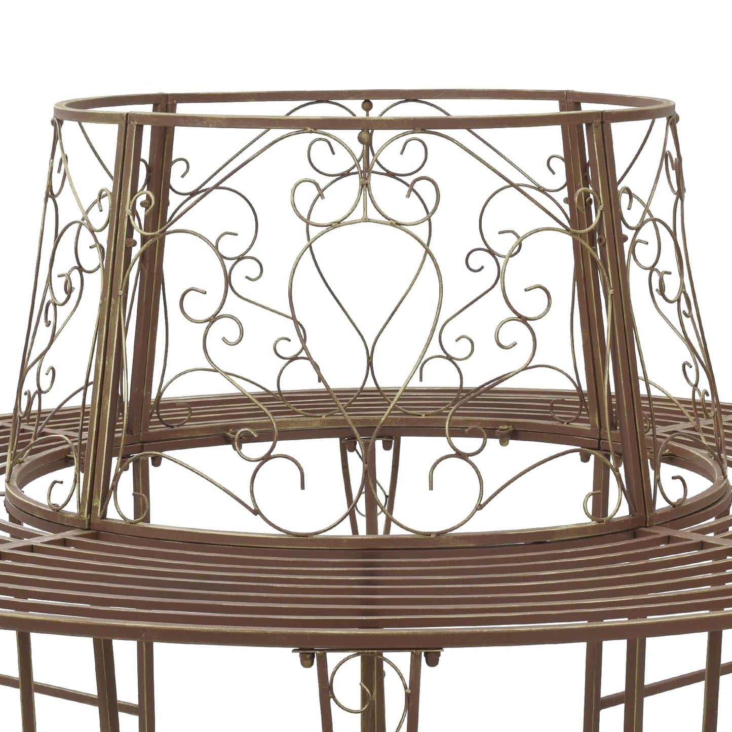 vidaXL Tree Bench 8-Seater Ø 160 x 89 cm Steel Antique Brown Round