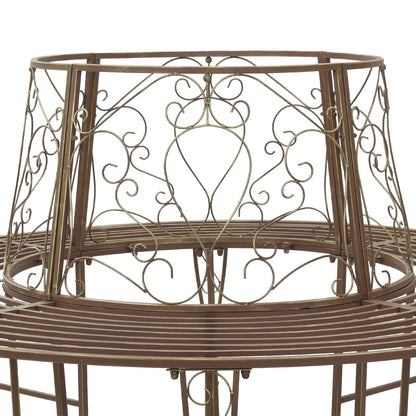vidaXL Tree Bench 8-Seater Ø 160 x 89 cm Steel Antique Brown Round