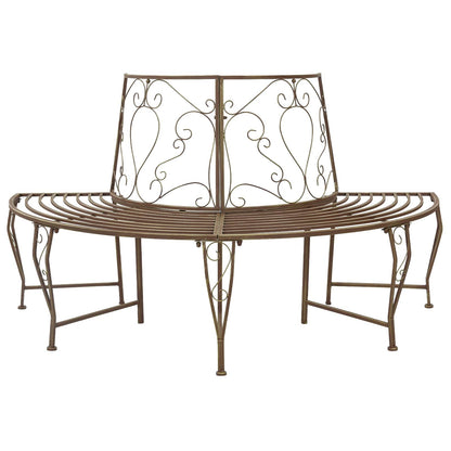 vidaXL Tree Bench 4-Seater 160 x 80 x 89 cm Steel Antique Brown