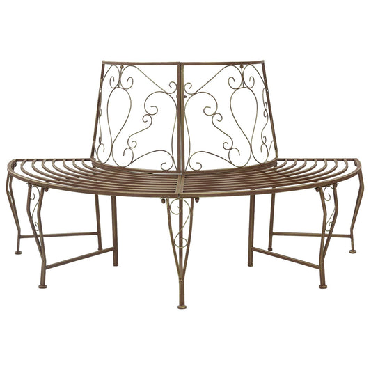 vidaXL Tree Bench 4-Seater 160 x 80 x 89 cm Steel Antique Brown