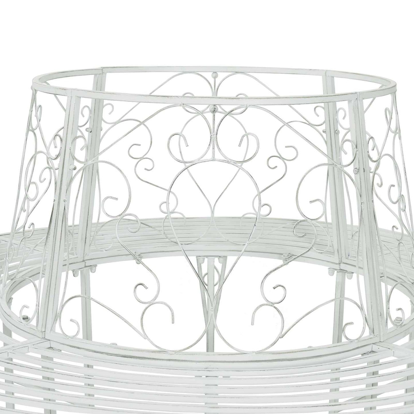 vidaXL Tree Bench 8-Seater Ø 160 x 89 cm Steel Antique White Round