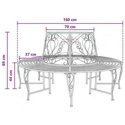 vidaXL Tree Bench 8-Seater Ø 160 x 89 cm Steel Antique White Round