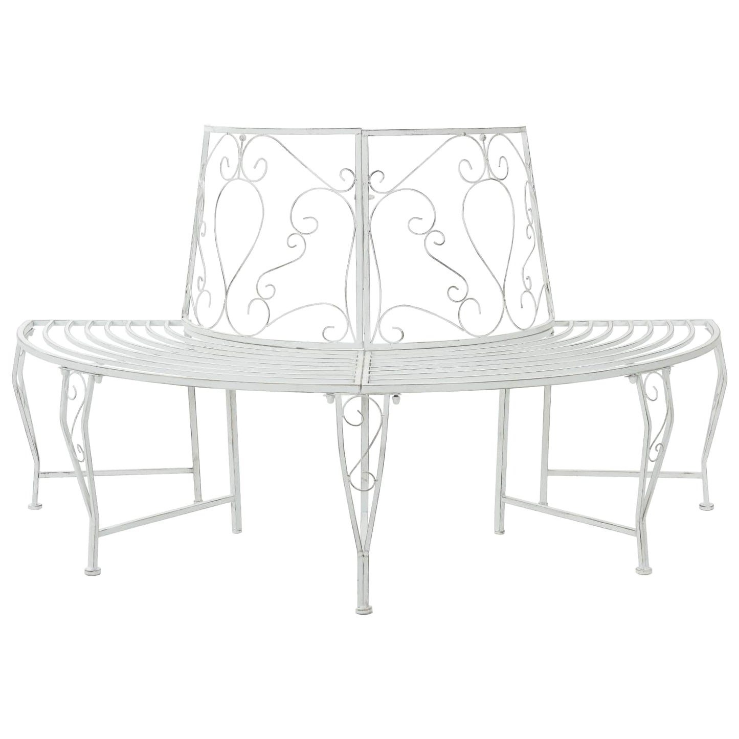 vidaXL Tree Bench 4-Seater 160 x 80 x 89 cm Steel Antique White