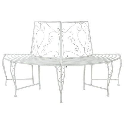 vidaXL Tree Bench 4-Seater 160 x 80 x 89 cm Steel Antique White