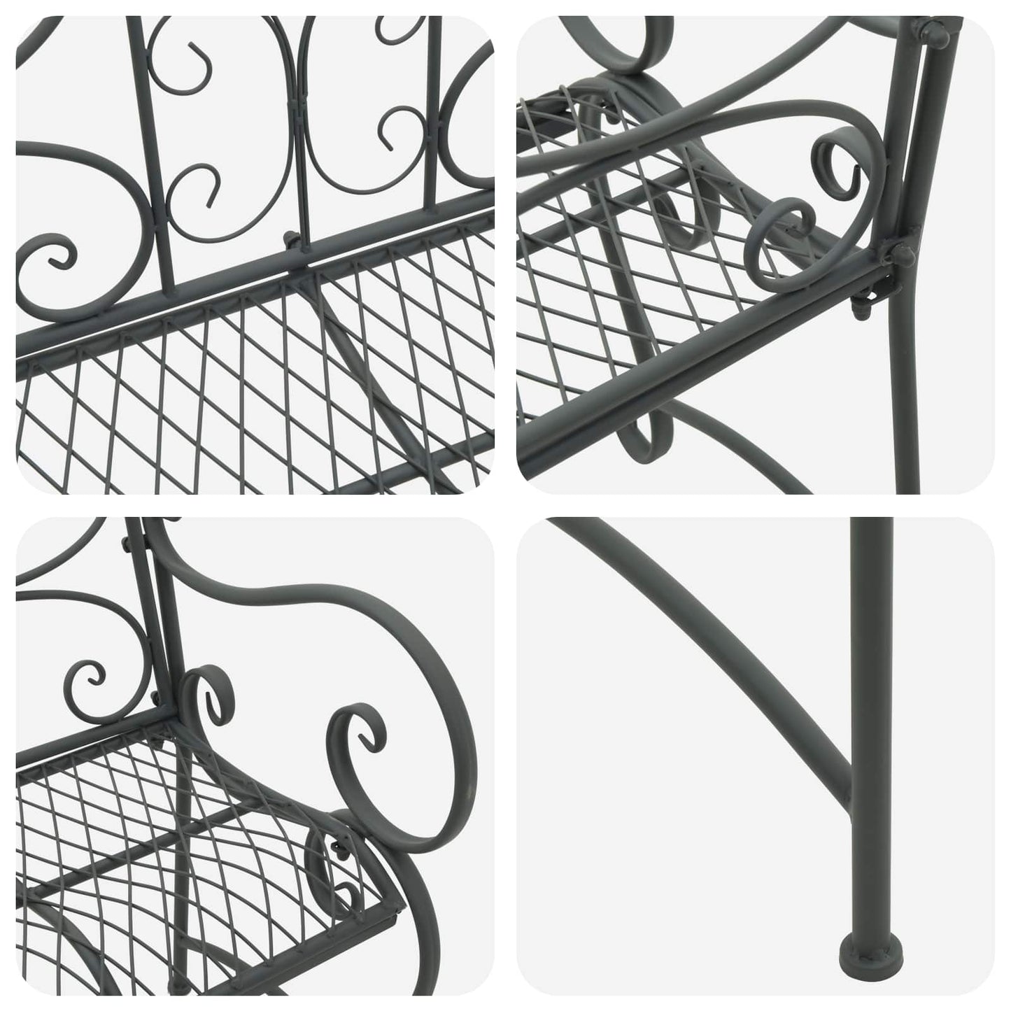 vidaXL Garden Bench 2-Seater 114 x 56.5 x 90 cm Steel Silver Grey