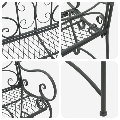 vidaXL Garden Bench 2-Seater 114 x 56.5 x 90 cm Steel Silver Grey