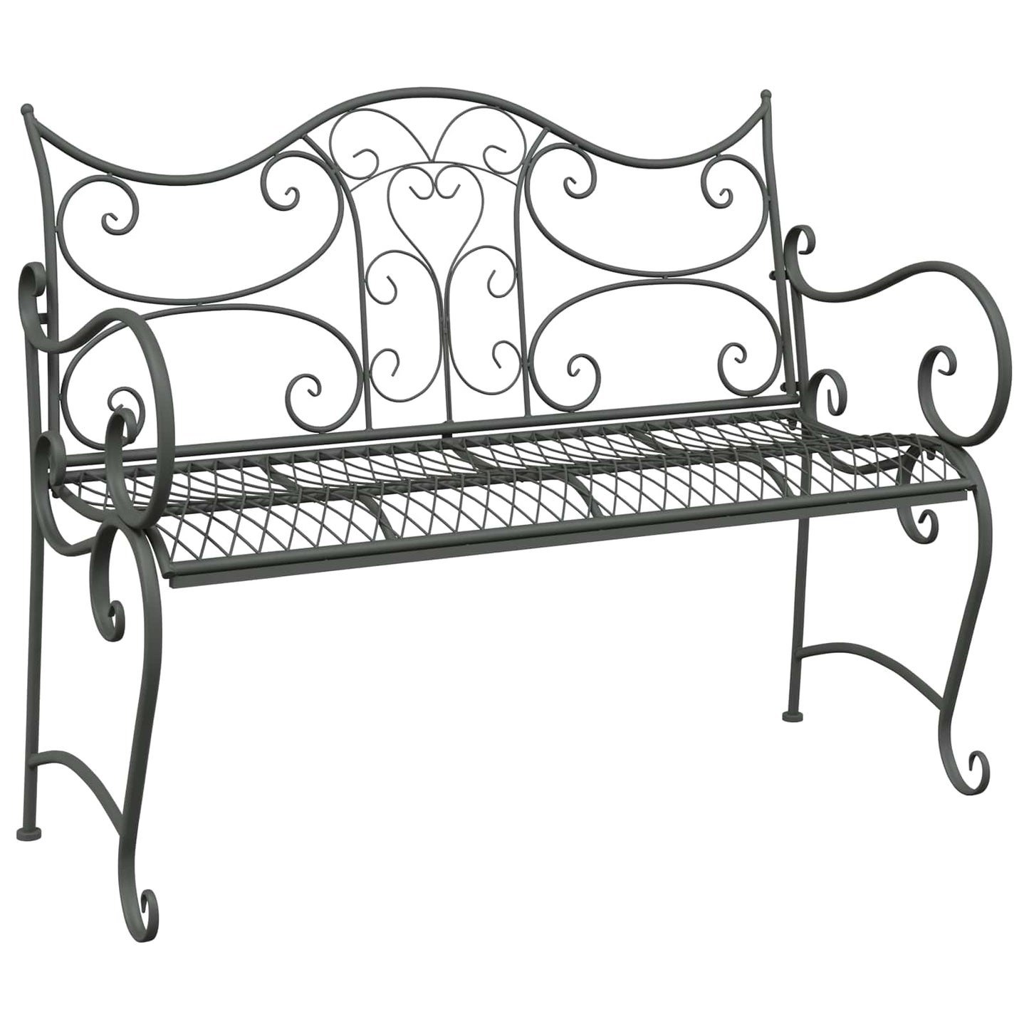 vidaXL Garden Bench 2-Seater 114 x 56.5 x 90 cm Steel Silver Grey