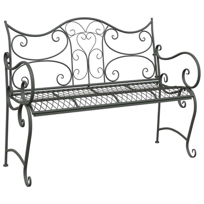 vidaXL Garden Bench 2-Seater 114 x 56.5 x 90 cm Steel Silver Grey