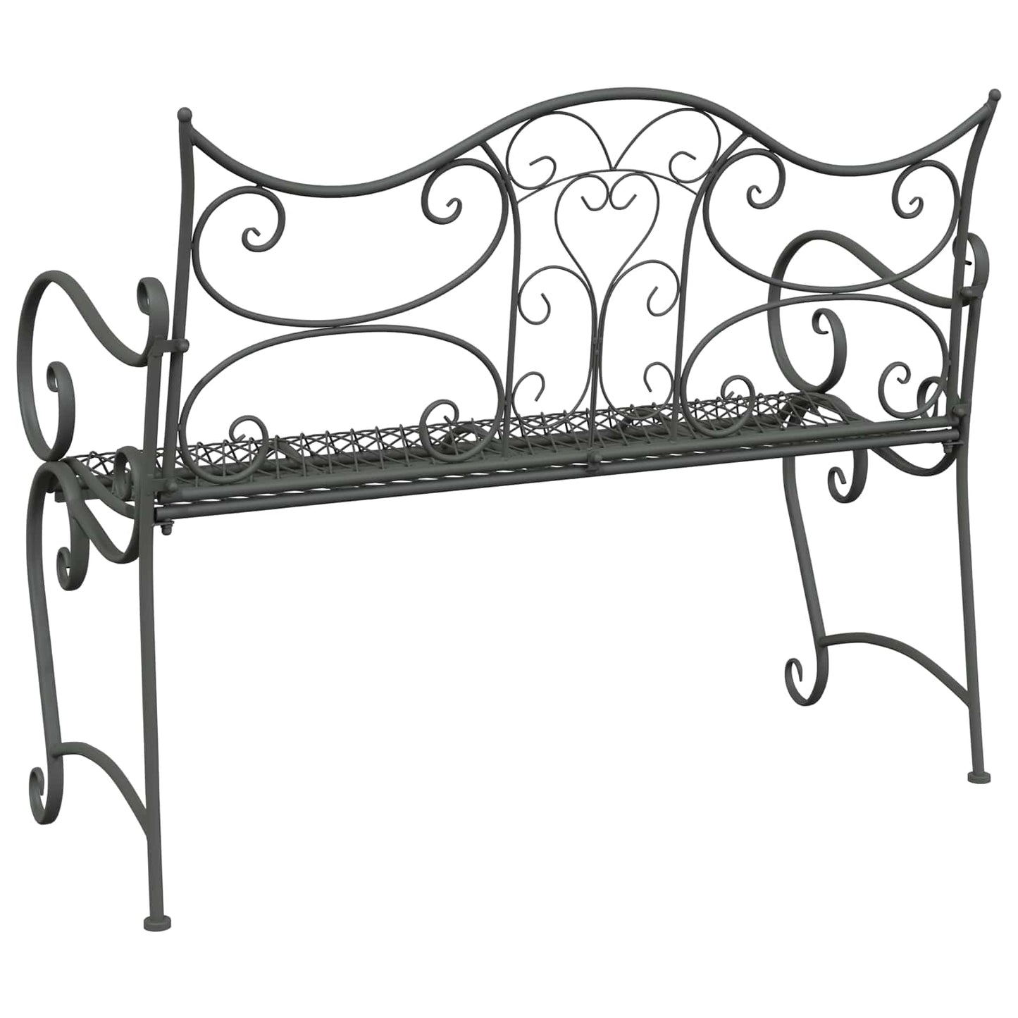 vidaXL Garden Bench 2-Seater 114 x 56.5 x 90 cm Steel Silver Grey