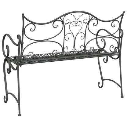 vidaXL Garden Bench 2-Seater 114 x 56.5 x 90 cm Steel Silver Grey