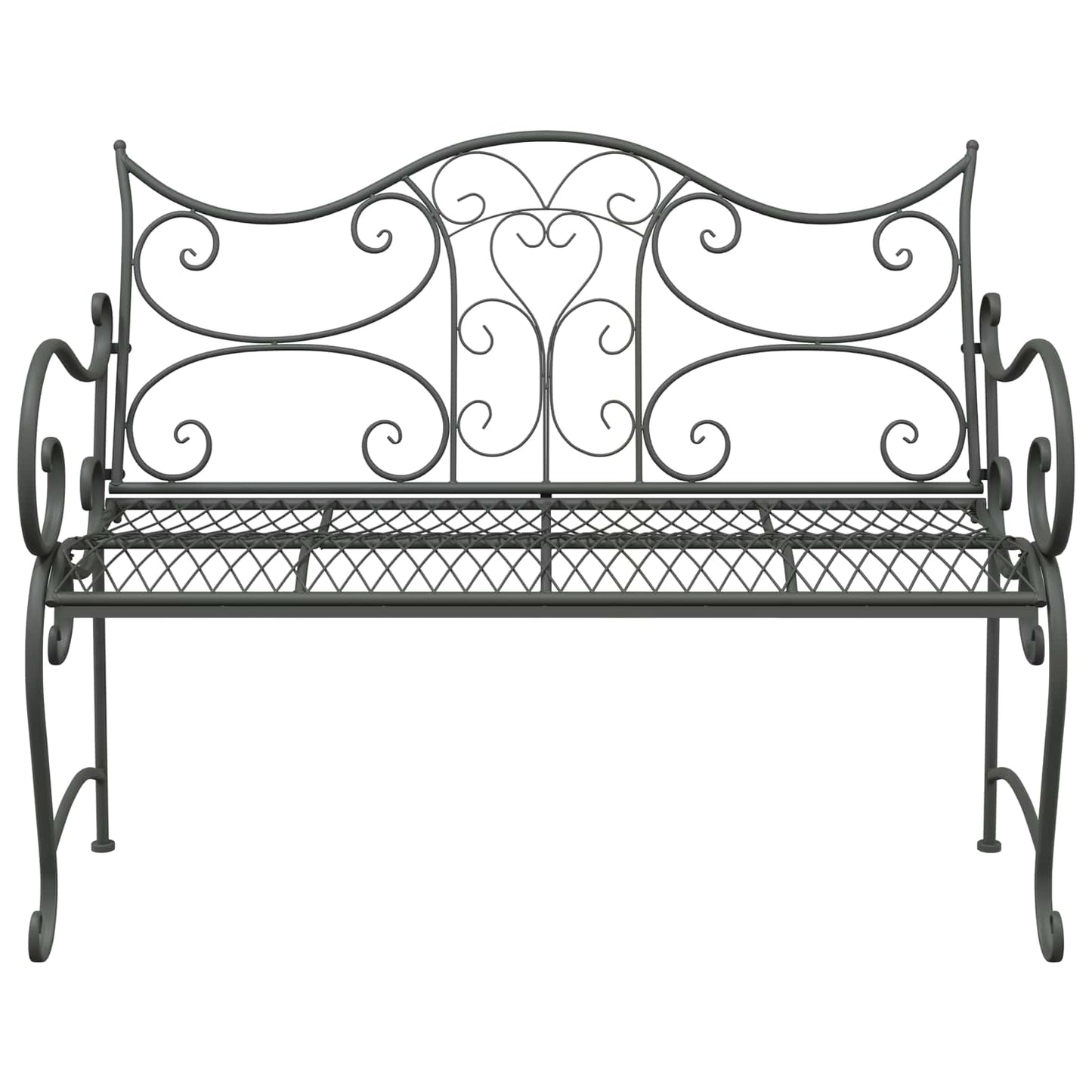 vidaXL Garden Bench 2-Seater 114 x 56.5 x 90 cm Steel Silver Grey