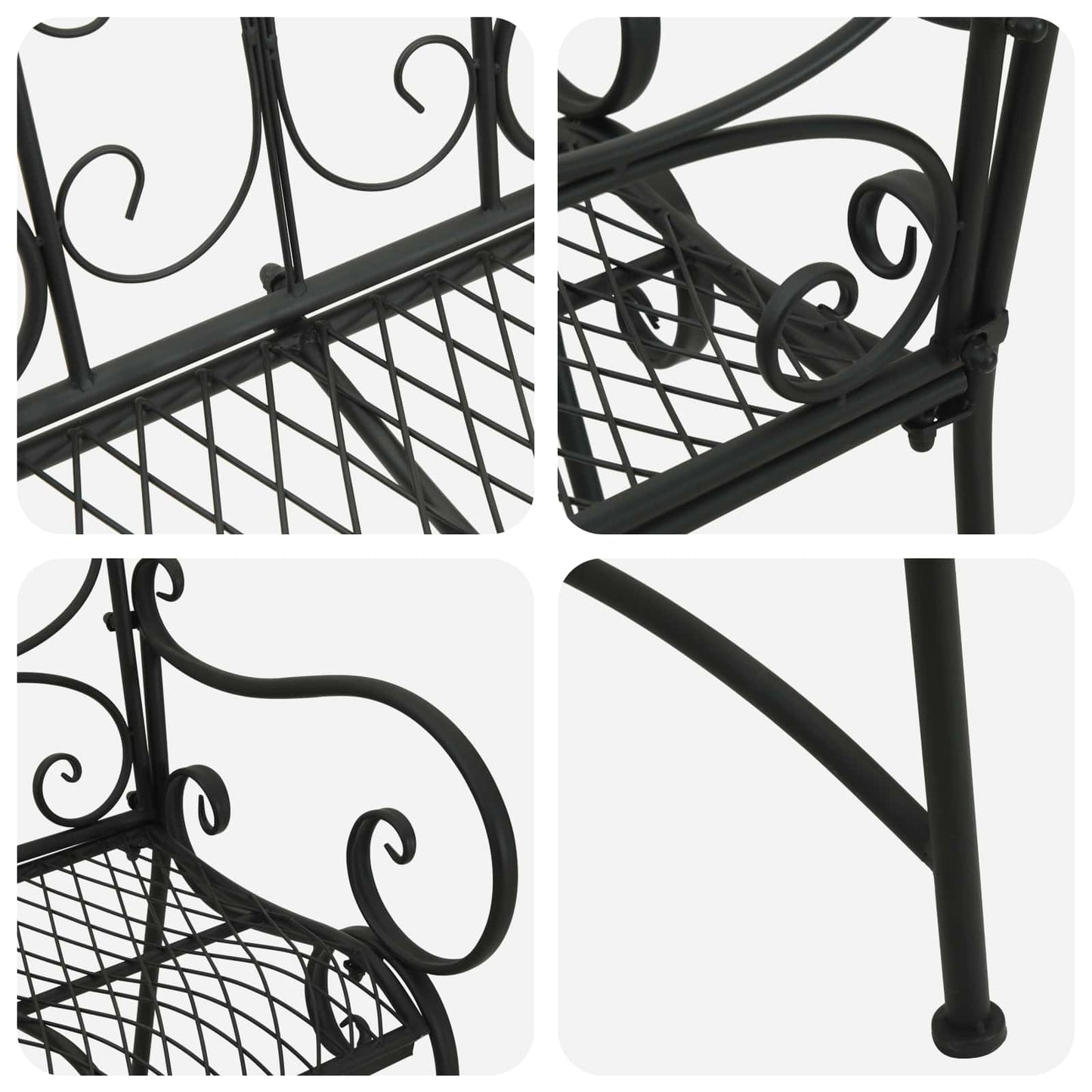 vidaXL Garden Bench 2-Seater 114 x 56.5 x 90 cm Steel Black