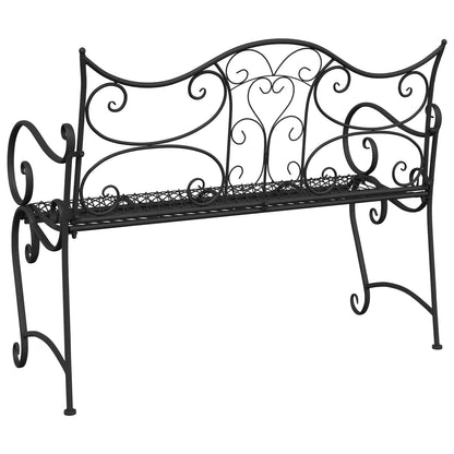 vidaXL Garden Bench 2-Seater 114 x 56.5 x 90 cm Steel Black