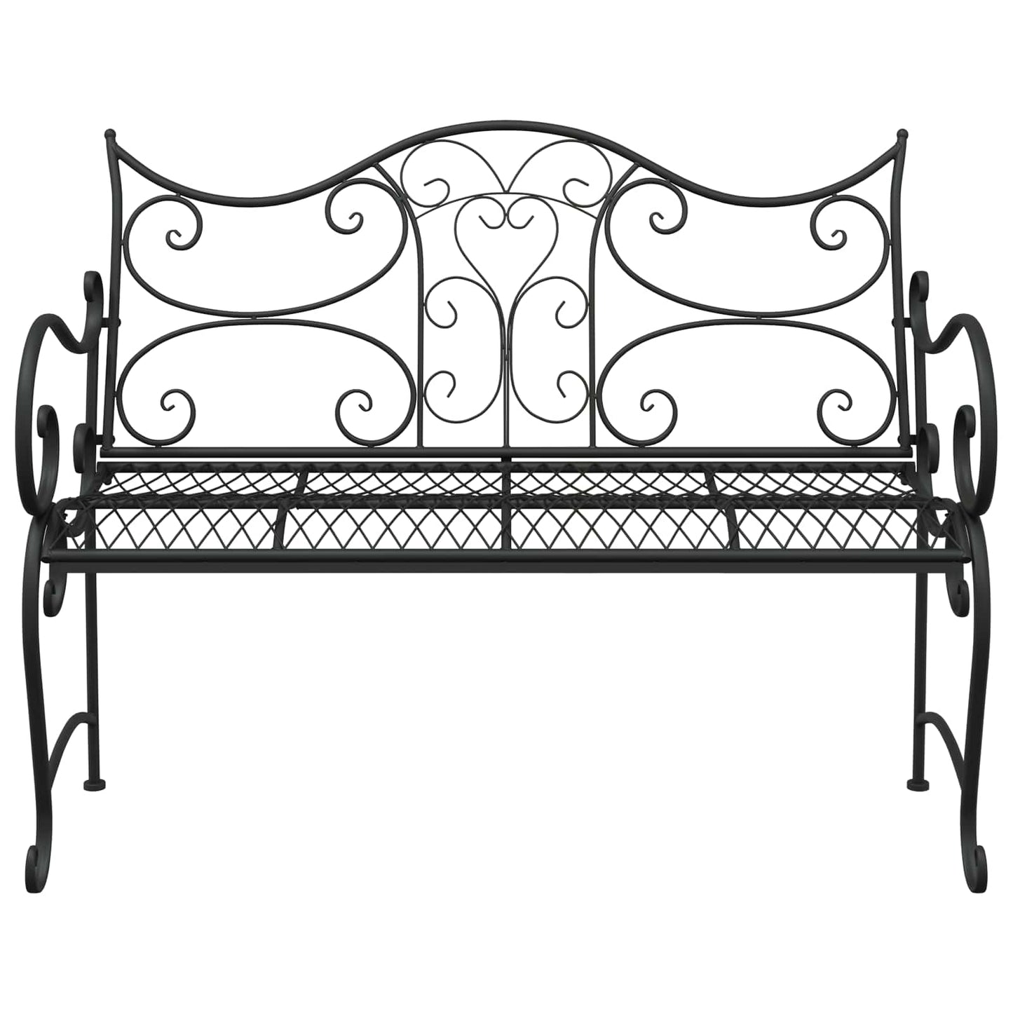vidaXL Garden Bench 2-Seater 114 x 56.5 x 90 cm Steel Black