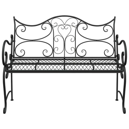vidaXL Garden Bench 2-Seater 114 x 56.5 x 90 cm Steel Black