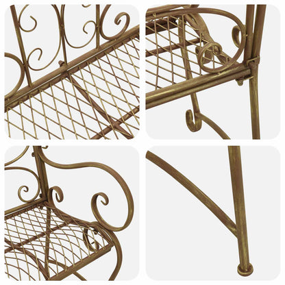vidaXL Garden Bench 2-Seater 114 x 56.5 x 90 cm Steel Antique Brown
