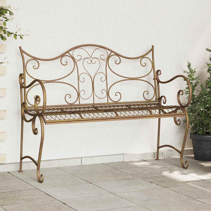 vidaXL Garden Bench 2-Seater 114 x 56.5 x 90 cm Steel Antique Brown