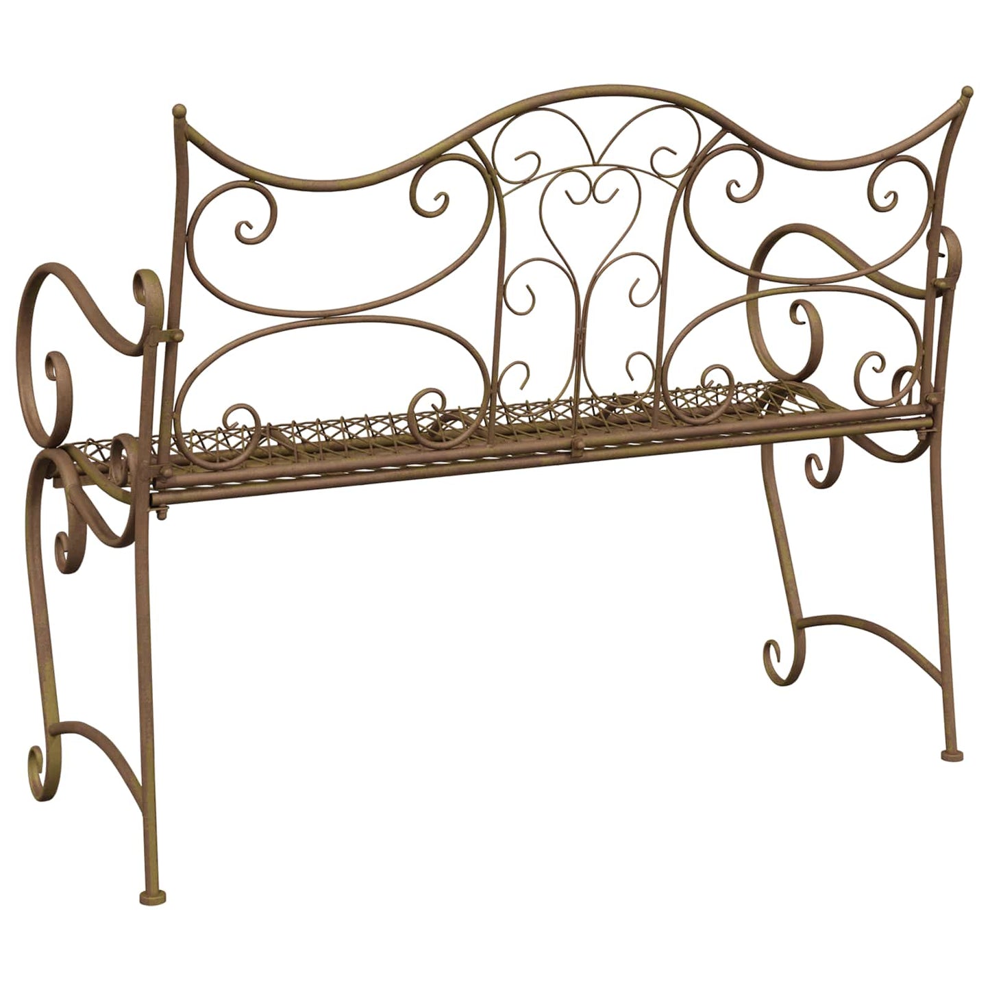vidaXL Garden Bench 2-Seater 114 x 56.5 x 90 cm Steel Antique Brown