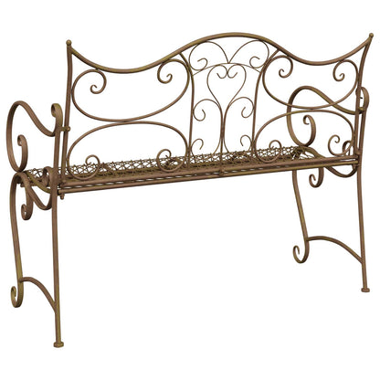 vidaXL Garden Bench 2-Seater 114 x 56.5 x 90 cm Steel Antique Brown
