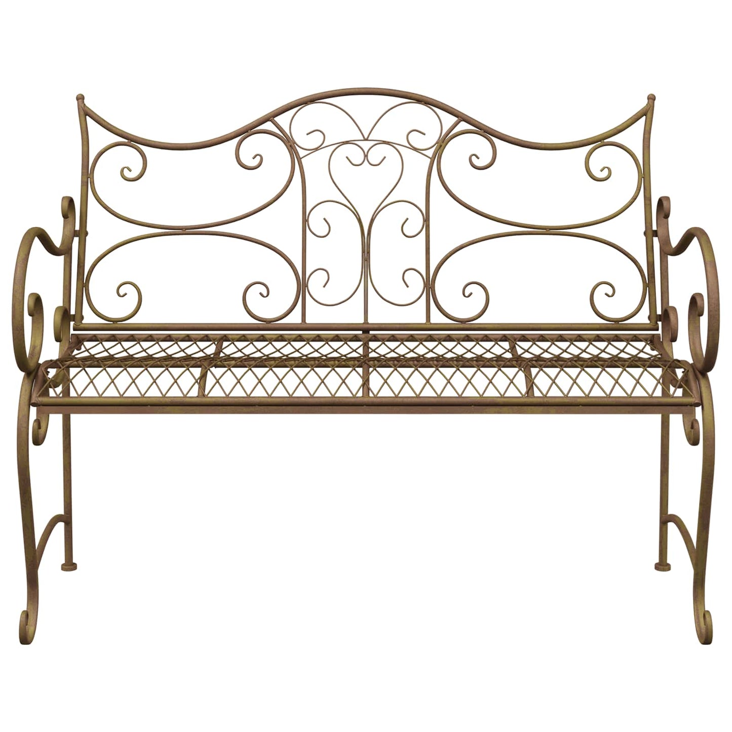 vidaXL Garden Bench 2-Seater 114 x 56.5 x 90 cm Steel Antique Brown
