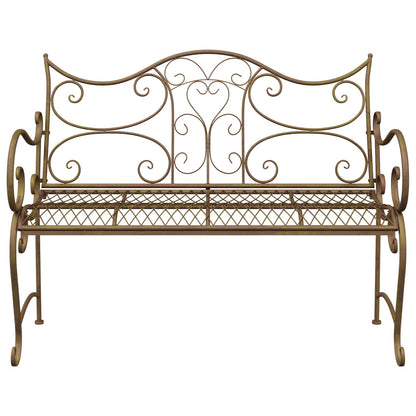 vidaXL Garden Bench 2-Seater 114 x 56.5 x 90 cm Steel Antique Brown