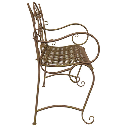 vidaXL Garden Bench 2-Seater 114 x 56.5 x 90 cm Steel Antique Brown