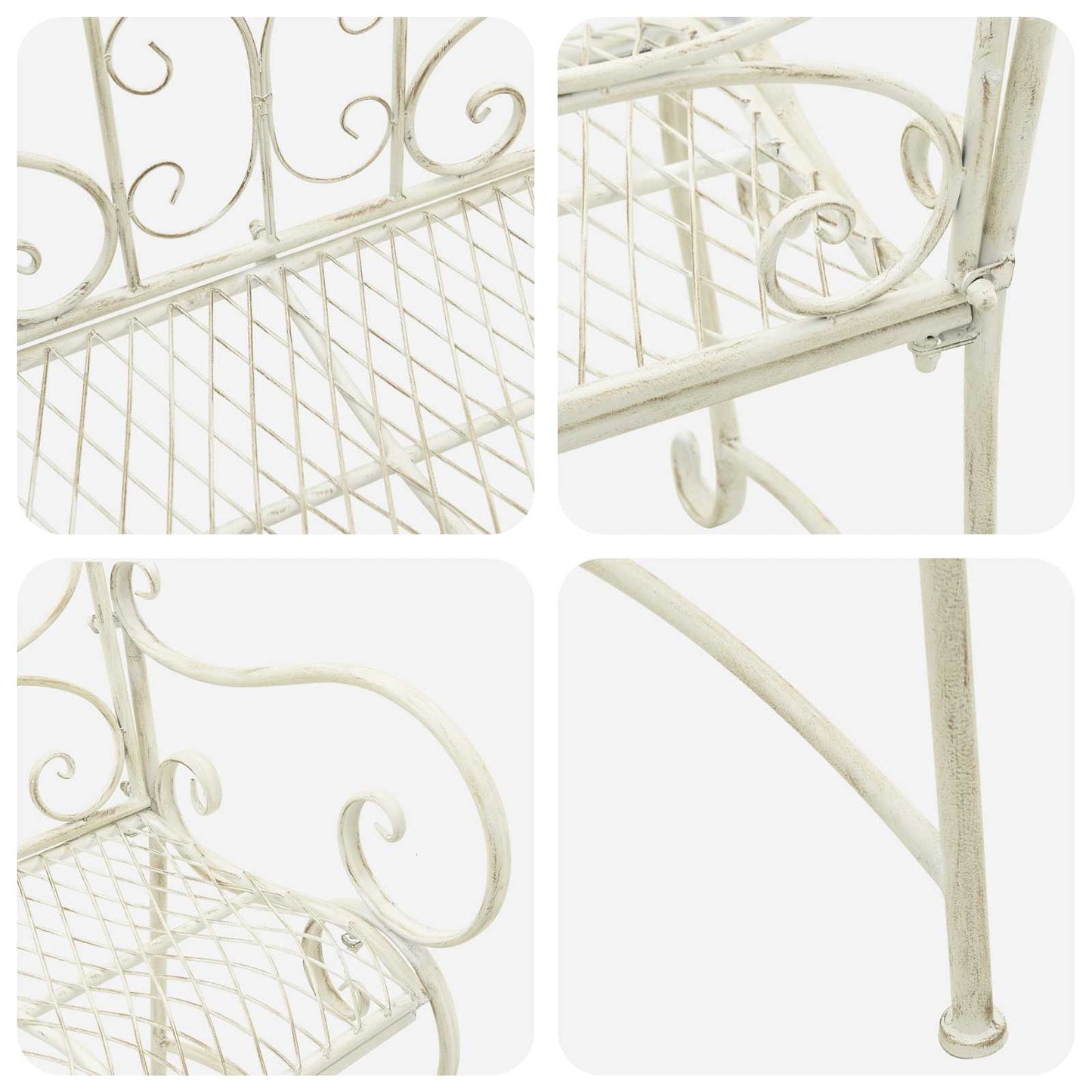 vidaXL Garden Bench 2-Seater 114 x 56.5 x 90 cm Steel Antique White