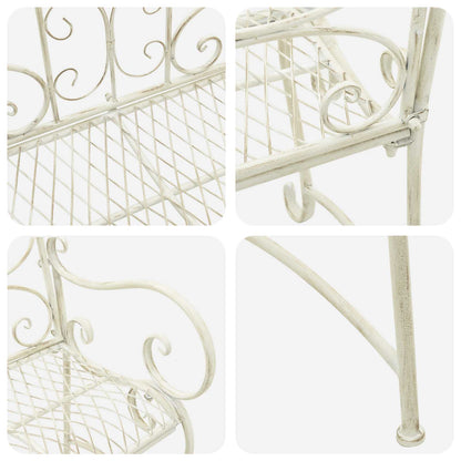 vidaXL Garden Bench 2-Seater 114 x 56.5 x 90 cm Steel Antique White