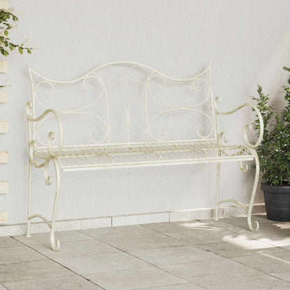 vidaXL Garden Bench 2-Seater 114 x 56.5 x 90 cm Steel Antique White
