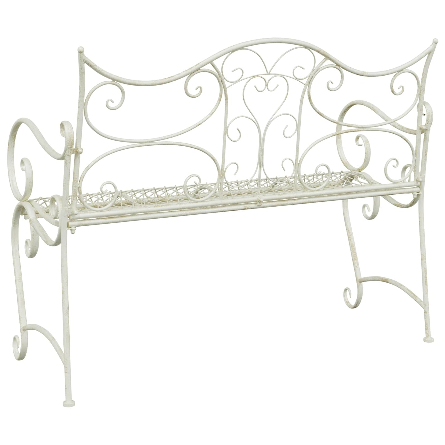 vidaXL Garden Bench 2-Seater 114 x 56.5 x 90 cm Steel Antique White