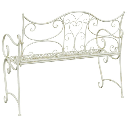 vidaXL Garden Bench 2-Seater 114 x 56.5 x 90 cm Steel Antique White