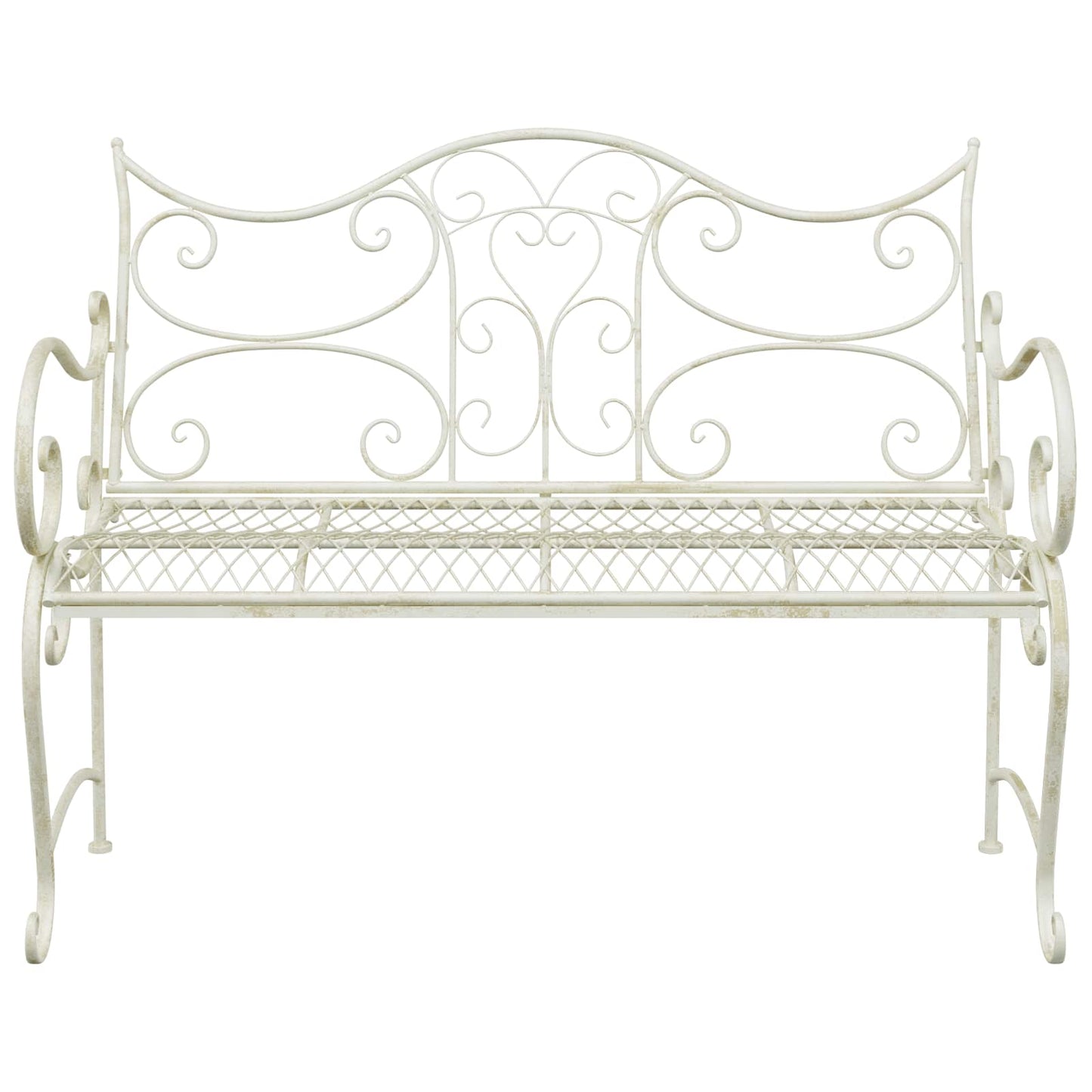 vidaXL Garden Bench 2-Seater 114 x 56.5 x 90 cm Steel Antique White
